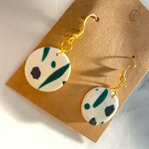 Handmade polymer clay earring round